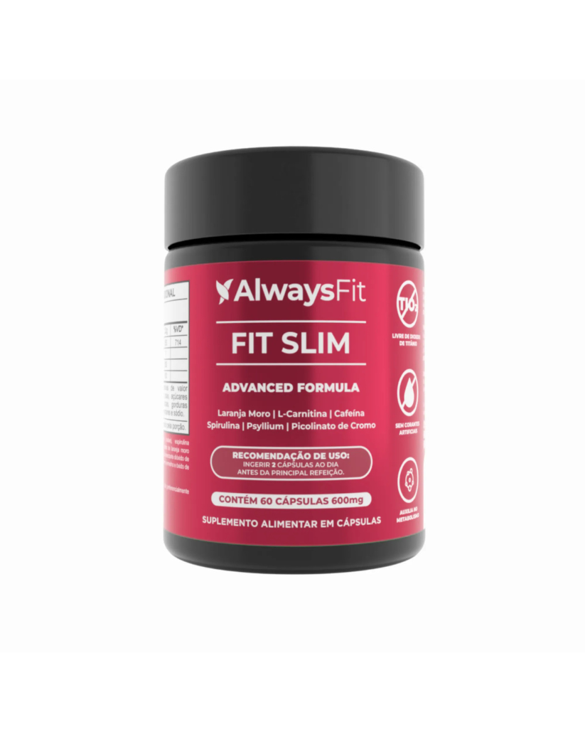 FitSlim - Laranja Moro, Cafeína, Carnitina, Psyllium, Cromo e Spirulina - 60 Cápsulas
