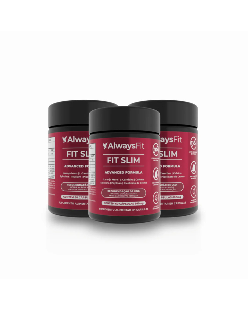 FitSlim - Laranja Moro, Cafeína, Carnitina, Psyllium, Cromo e Spirulina - 60 Cápsulas